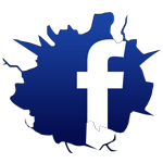 Friend Us On Facebook facebook logo small cracked